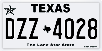 TX license plate DZZ4028