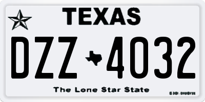 TX license plate DZZ4032