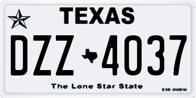 TX license plate DZZ4037