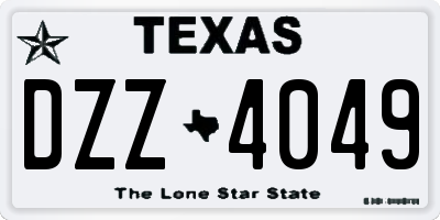 TX license plate DZZ4049