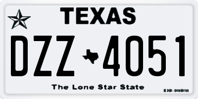 TX license plate DZZ4051