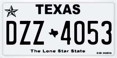 TX license plate DZZ4053