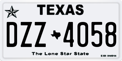 TX license plate DZZ4058