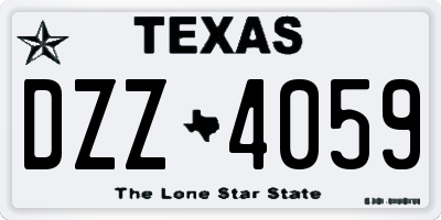 TX license plate DZZ4059