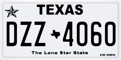 TX license plate DZZ4060