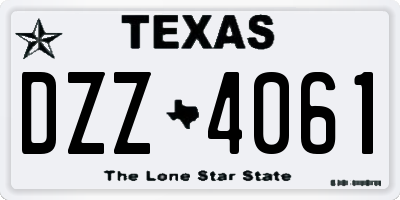 TX license plate DZZ4061