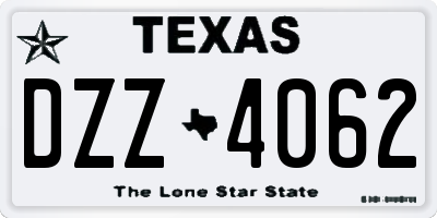 TX license plate DZZ4062