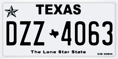 TX license plate DZZ4063