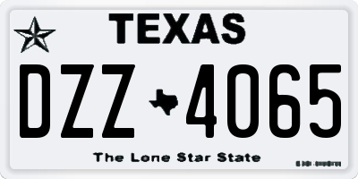 TX license plate DZZ4065