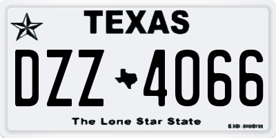 TX license plate DZZ4066