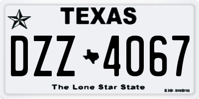 TX license plate DZZ4067