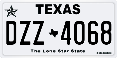 TX license plate DZZ4068