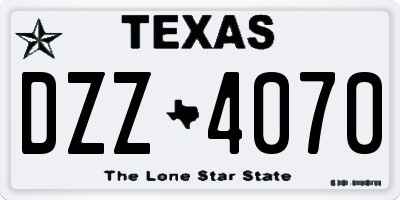 TX license plate DZZ4070