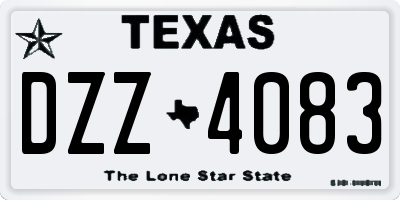 TX license plate DZZ4083