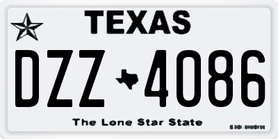 TX license plate DZZ4086