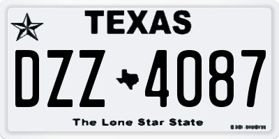 TX license plate DZZ4087