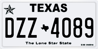 TX license plate DZZ4089