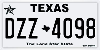 TX license plate DZZ4098