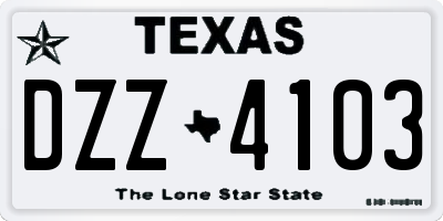 TX license plate DZZ4103