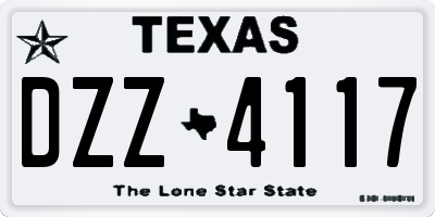 TX license plate DZZ4117