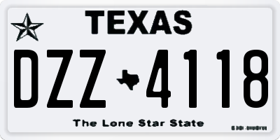 TX license plate DZZ4118