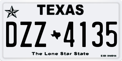 TX license plate DZZ4135