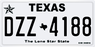 TX license plate DZZ4188