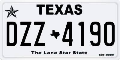 TX license plate DZZ4190