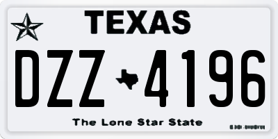 TX license plate DZZ4196