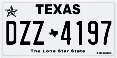 TX license plate DZZ4197