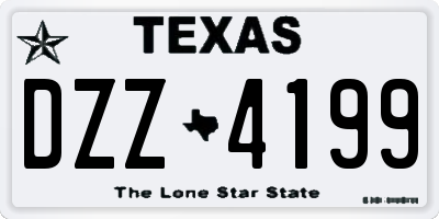 TX license plate DZZ4199