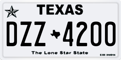 TX license plate DZZ4200