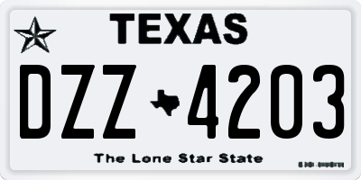 TX license plate DZZ4203