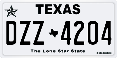 TX license plate DZZ4204