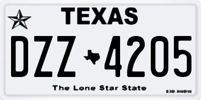 TX license plate DZZ4205