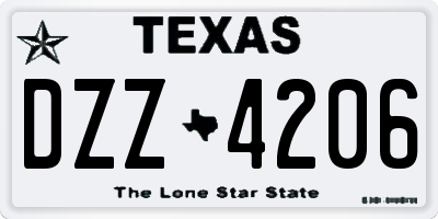 TX license plate DZZ4206