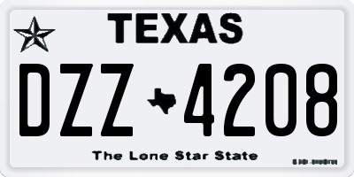 TX license plate DZZ4208