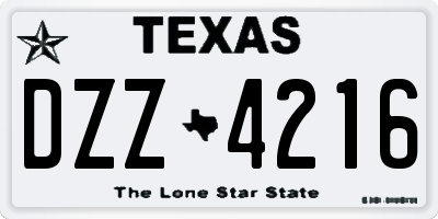 TX license plate DZZ4216