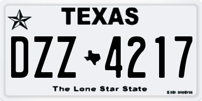 TX license plate DZZ4217