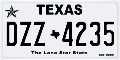 TX license plate DZZ4235