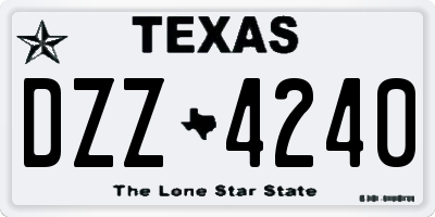 TX license plate DZZ4240