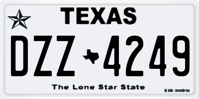 TX license plate DZZ4249