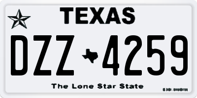 TX license plate DZZ4259