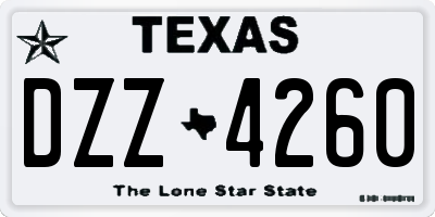 TX license plate DZZ4260