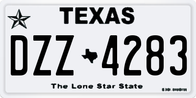 TX license plate DZZ4283