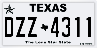 TX license plate DZZ4311