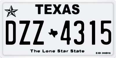 TX license plate DZZ4315