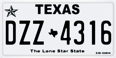 TX license plate DZZ4316