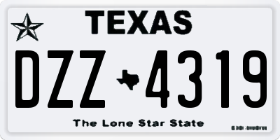 TX license plate DZZ4319