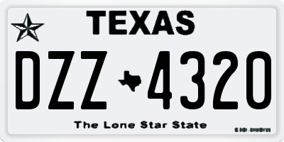 TX license plate DZZ4320